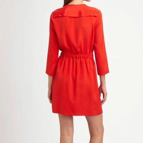 Theory Brunella Red Silk Mini Dress - Picture 2 of 7